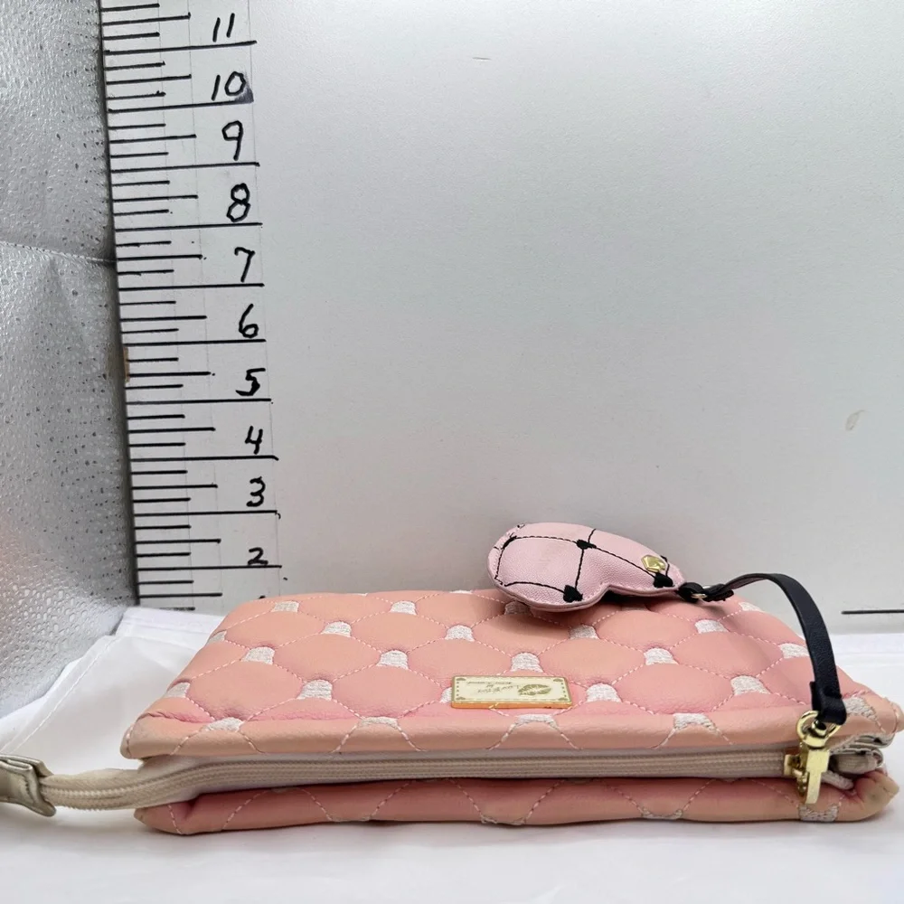 Betsey Johnson Love Betsey Pink Cat Quilted Clutch with Heart‎ Charm